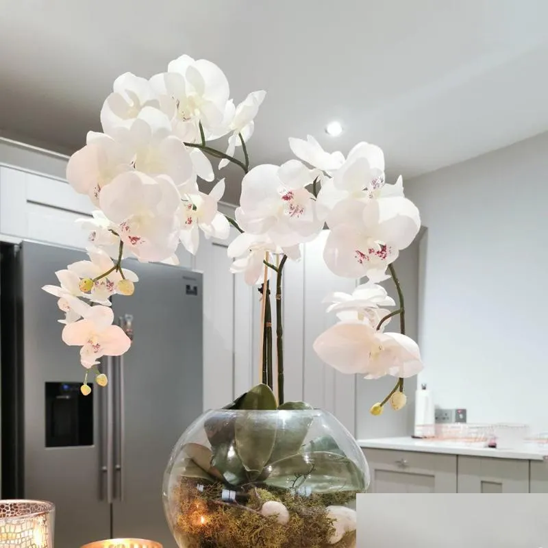 Decoratieve bloemen kransen zijden kunstmatige vlinder orc bloemboeket phalaenopsis nep huizendecoratie diy ambachten drop dhfrk