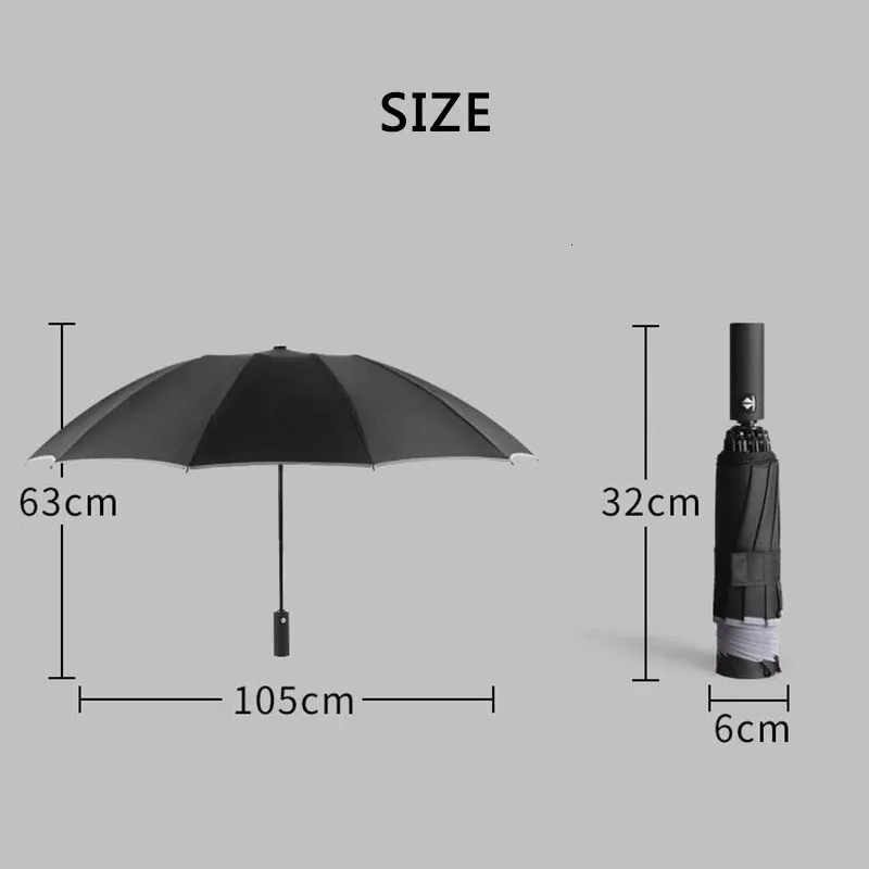 Paraplyer 10 revben med ljus helt automatisk reflekterande omvänd vikning multifunktionell solskade regn CA 230217