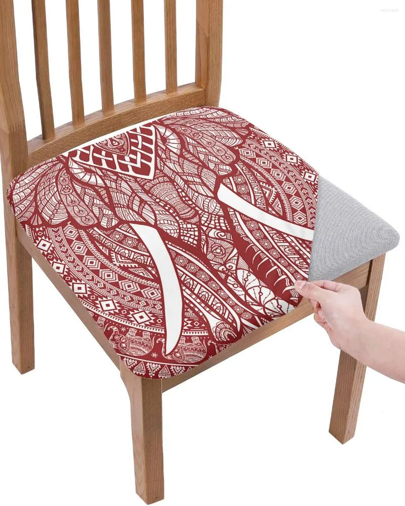 Couvre la chaise Mandala Bohemia Elephant Red Seat Cushion Stretch Dining Cover Covers pour Home El Banquet Living Room