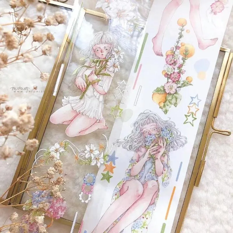 Geschenkwikkeling Fairy The Floral Girl Washi Pet Tape for Card Making Diy Scrapbooking Decoratieve sticker