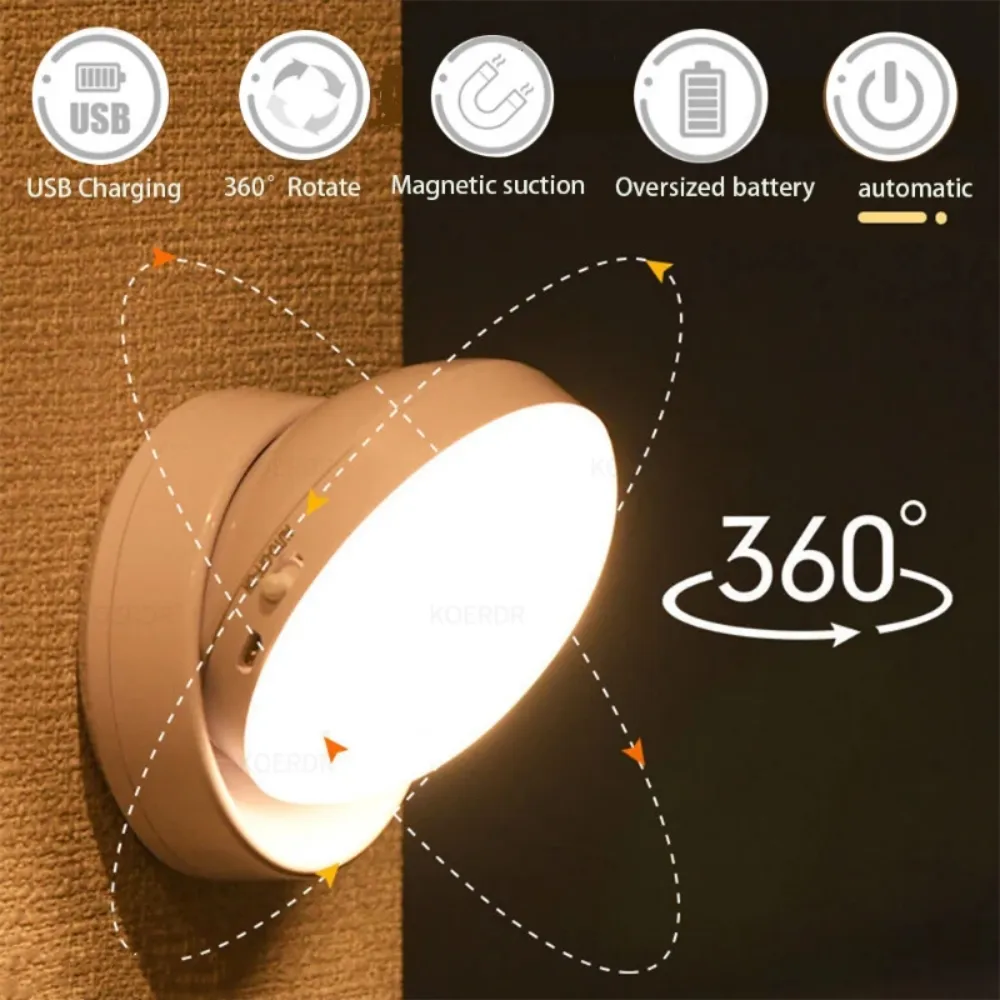 Ночная лампа для батареи топоха для спальни USB -зарядка Направление стены