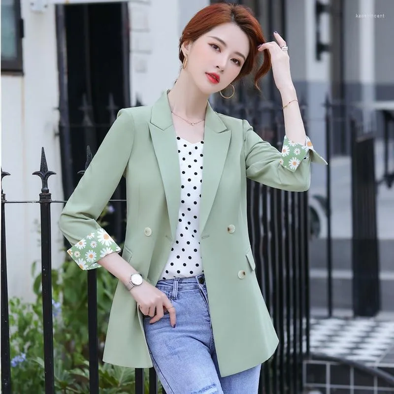 Abiti da donna Moda Ufficio Signore Blazer verde Giacche da donna Manica lunga Abiti da lavoro eleganti Costumi 2023 Primavera Autunno