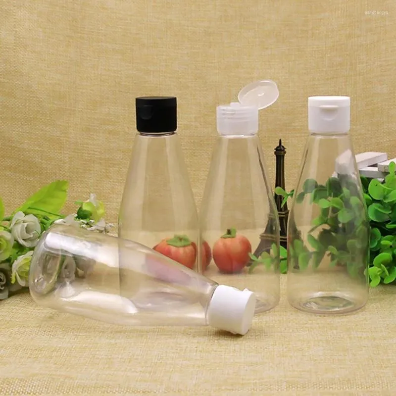 Butelki do przechowywania 30pcs 200 ml pusta plastikowa butelka z przezroczystą napełnianą butelkę z klapką do szamponu płynne mydło prysznicowe opakowanie kosmetyczne