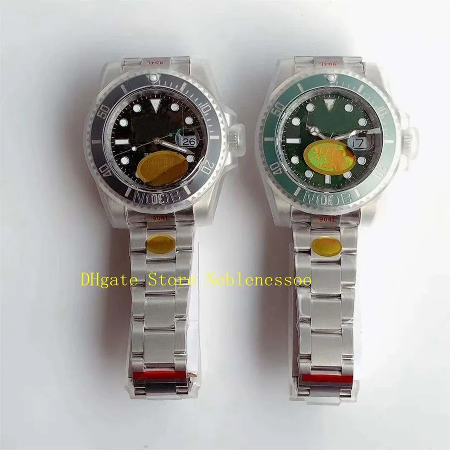 2 Style V12 Top N Factory Automatic Watch Men's ETA 2836 Movement 904L Steel Mens 40mm Black Green Ceramic Bezel Sapphire Gla266B
