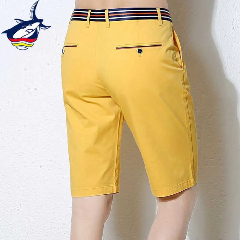 Men's Shorts Fashion Tace Shark Brand Shorts Men 97 Cotton Breathable Casual Men's Shorts Knee Length Yellow Red Short Pants Plus Size 38 Z0216