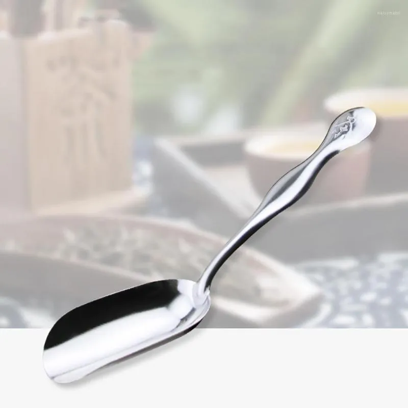 Dinnerware Defina os acessórios de chá prateados de chá de chá em aço inoxidável chinês de estilo retrô scoop delicado colher colher portátil conjunto