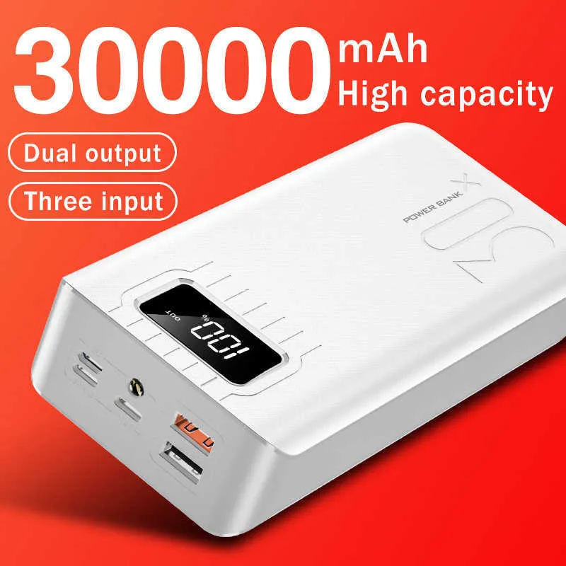 Cell Phone Power Banks 30000mAh High Capacity Power Bank QC30 Fast Charging  External Battery For Iphone14 Portable Digital Display Powerbank Poverbank  J230217 From Us_montana, $34.82