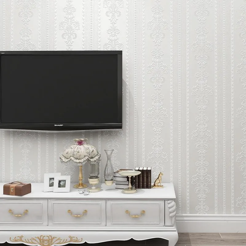 Papéis de parede de alta qualidade não tecido flocking papel de parede 3d estilo europeu Auto -adesivo sala de estar quarto decoração de parede decoração de TV Background