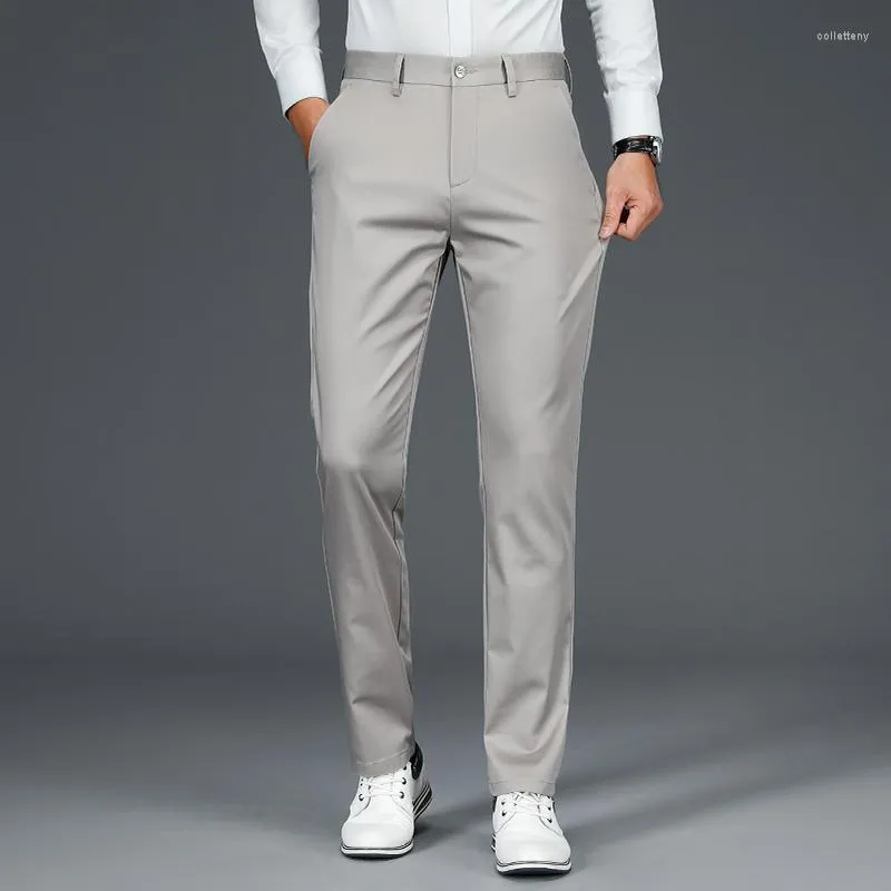 Calça masculina estilo clássico estilo lyocell fable masculino pequeno mamão casual de cor casual moda de cor sólida calça machada marca masculina