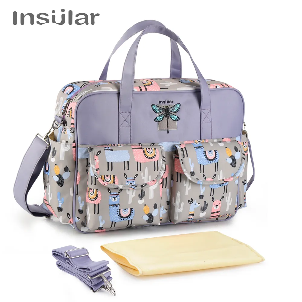 Diaper Bags Insular Style Waterproof Diaper Large Capacity Messenger Travel Multifunctional Maternity Mother Baby Stroller 230217