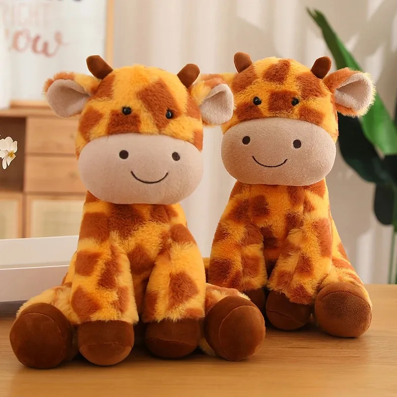 Mooie herten pluche speelgoed zachte cartoon dier gevulde pop kawaii zitten kleine fawn kussen verjaardagscadeaus voor babykinderen