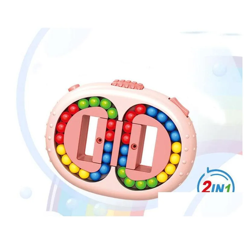 2pcs rotating magic beans cube fingertip fidget toys kids adults stress relief spin bead puzzles children education intelligence game