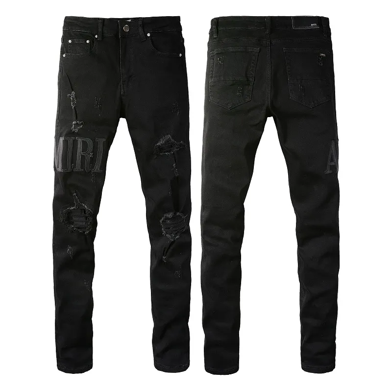 Men's Jeans 2023 nouveaux Amirs hommes luxe Jean trous pantalon marque de mode Jean lettre Jean motard pantalon homme vêtements Amri Jeans hommes femmes pantalon Jeans 64RA