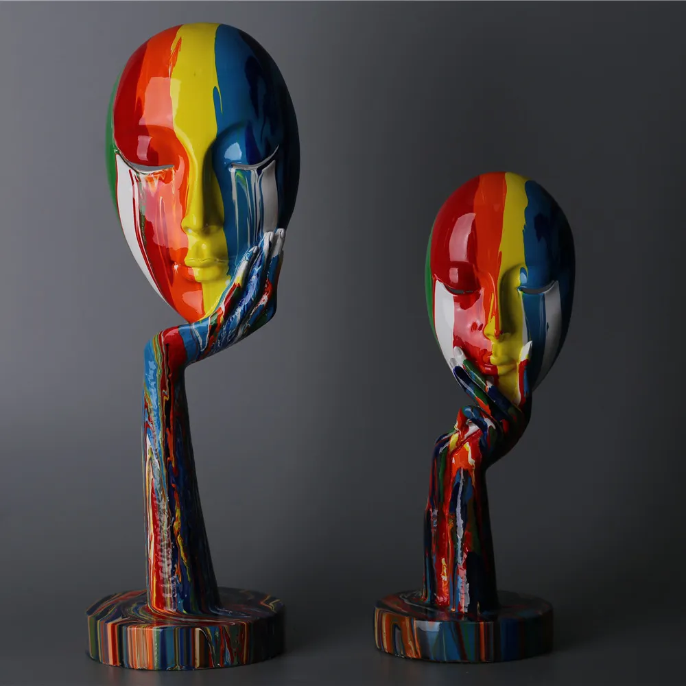 Obiekty dekoracyjne figurki kreatywne pomalowana kolorowa kobieta twarz posągi dekoracja domowy szafka na wino biuro biurowe rzemiosło 230217