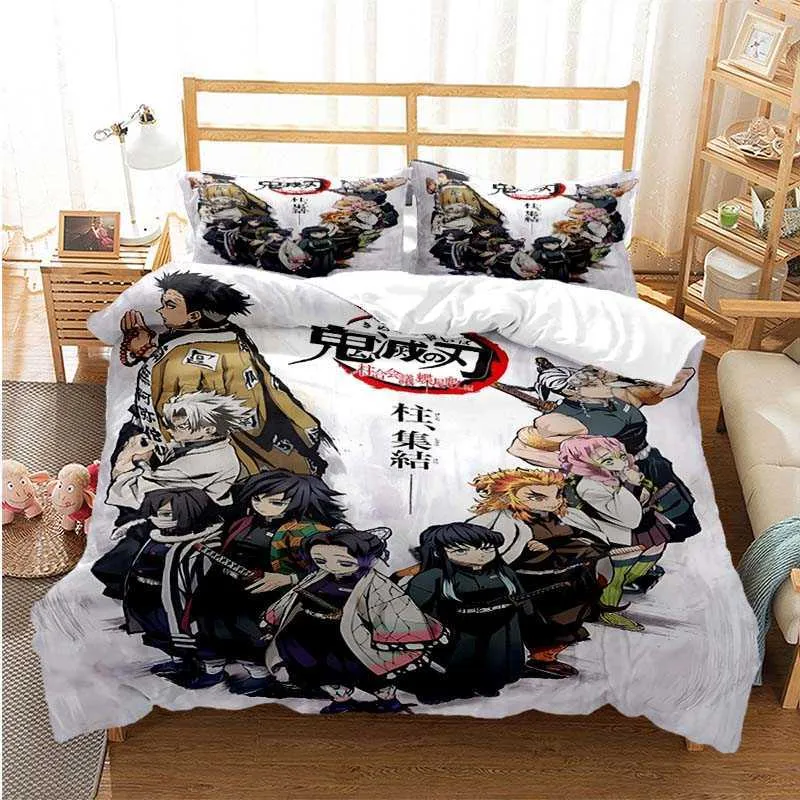 Anime Demon Slayer Naruto Bed Set Full Size Duvet Cover And Comforter Bed For Kids Single Twin Full Size Perfect Gift For Boys And Girls R230823 From Babiq04 28.25 DHgate.Com