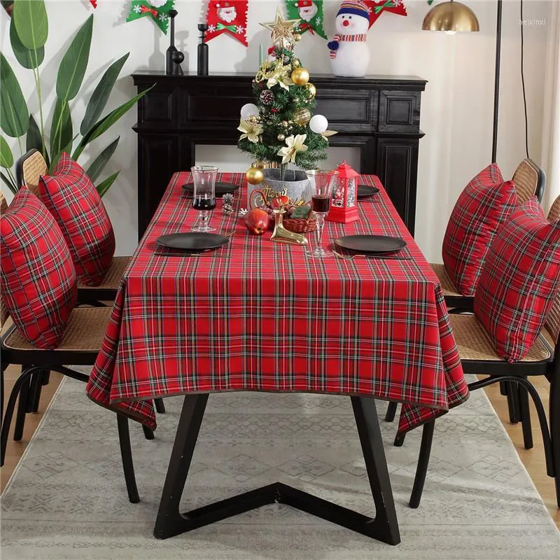 테이블 천 크리스마스 식탁보 스코틀랜드 레드 격자 무늬 직사각형 가정용 고품질 면화