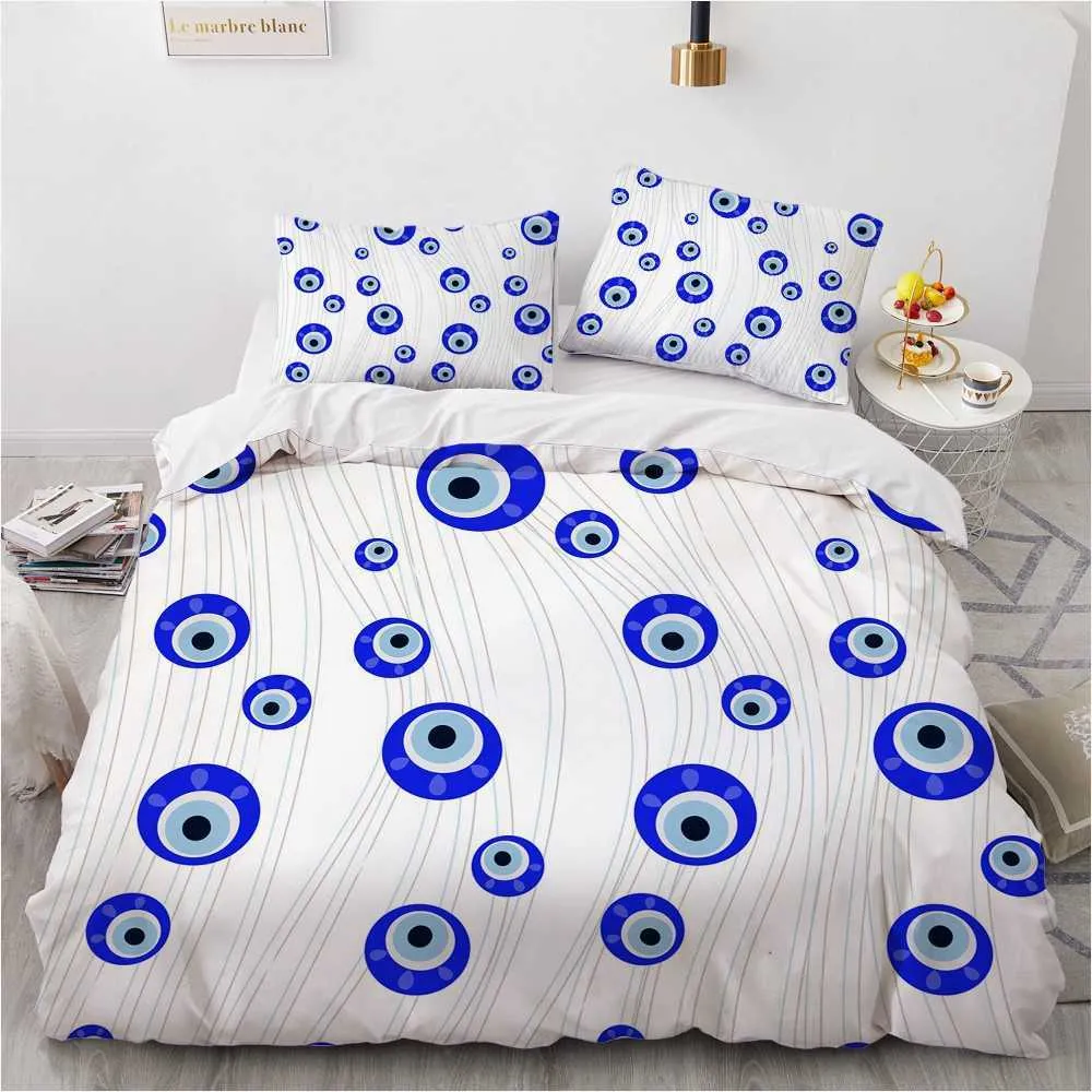 Beddengoedsets 3D-beddengoedset Dekbedovertreksets Evil Eye Design King Queen Full Twin Double Single Size 173x230cm Beddengoed Zwart beddengoed