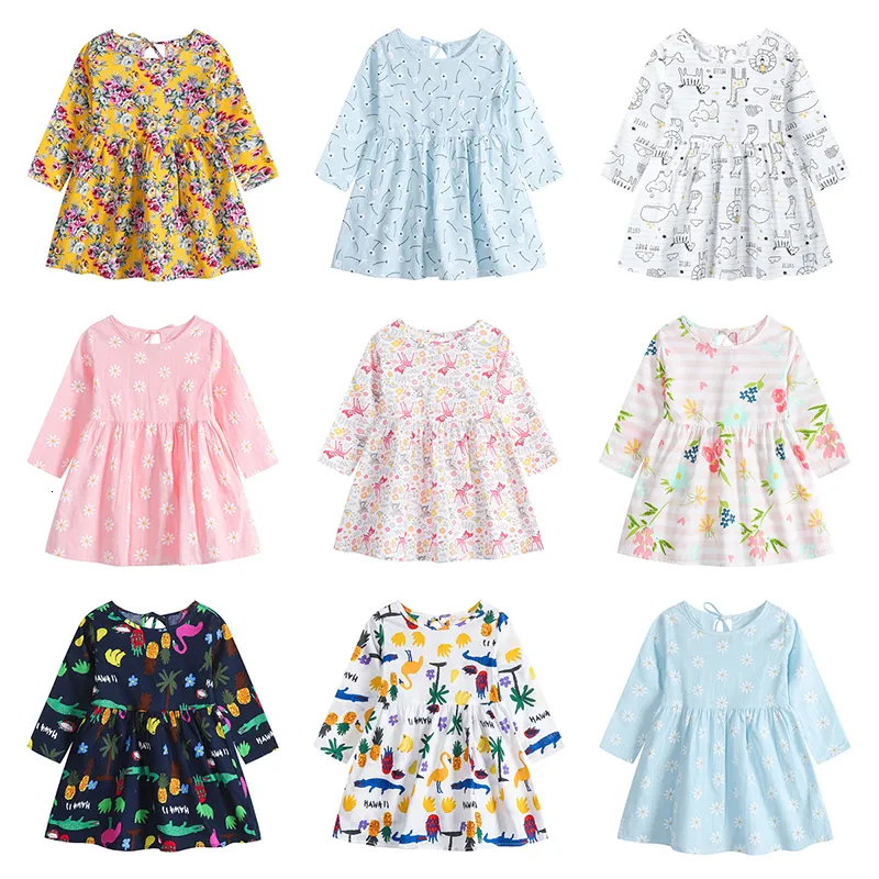 Vestidos para niñas Primavera Otoño 06T Manga larga Estampado lindo Ropa para niños Princesa para niños Vestido de fiesta Concurso 230217