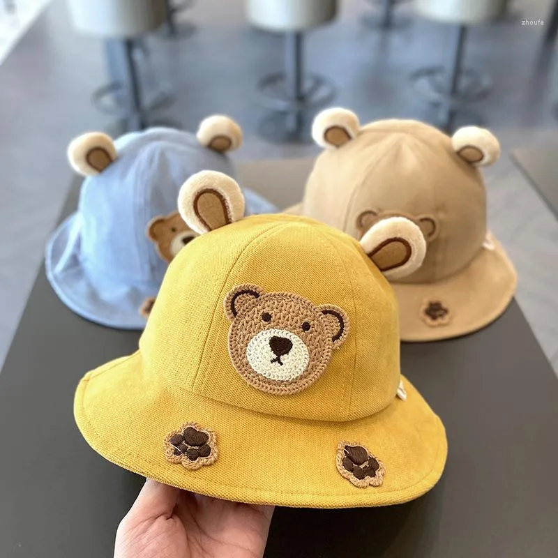 Bérets mignon enfants seau chapeau printemps garçons filles soleil dessin animé ours Animal extérieur été enfants Hip Hop bébé casquette Style coréen