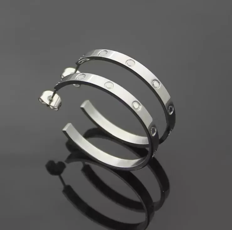 2015 Titanium staal gouden oorringen oorbel voor vrouw prachtige eenvoudige mode C diamanten ring dame oorbellen sieraden cadeau