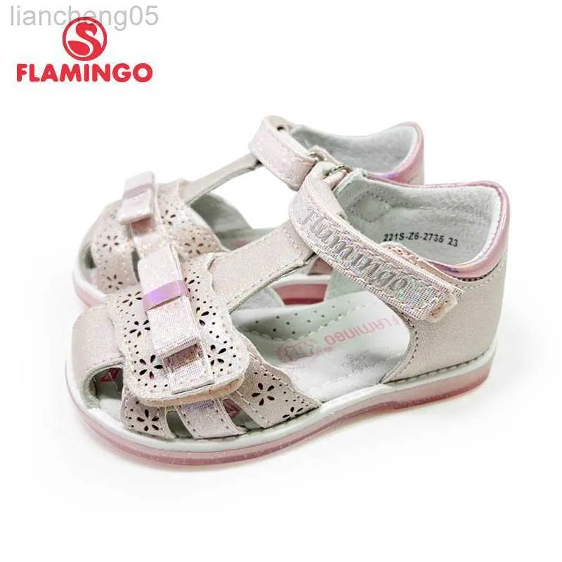 Sandalen flamingo kinderen sandalen voor meisjes haaklus plat gebogen ontwerp chlid casual prinses schoenen maat 23-28 221S-Z6-2733 W0217