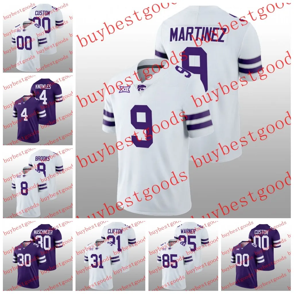 Aangepaste Kansas State Wildcats voetbaltrui 9 Adrian Martinez Shelley 27 Jordy Nelson Collin Klein Phillip Brooks Malik Knowles Kade Warner Jerseys