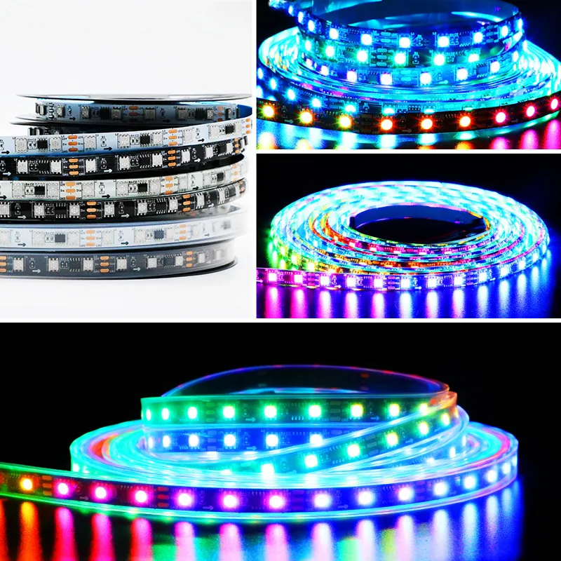 Bande LED RVB adressable WS2811 12V LED Strip Lights 60LED / m Dream Color Programmable Digital Flexible LED Pixel Rope Light Imperméabilise IP65 oemled