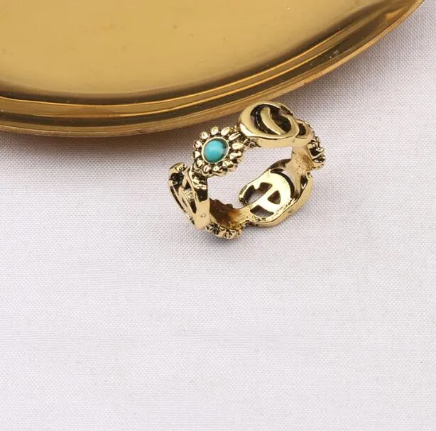 Designer Love Ring Top-Quality 18K Gold Plated Brand Letter Band for Mens Womens Fashion Brand Letters Turquoise Crystal Metal Daisy Ring Jewelry One Size