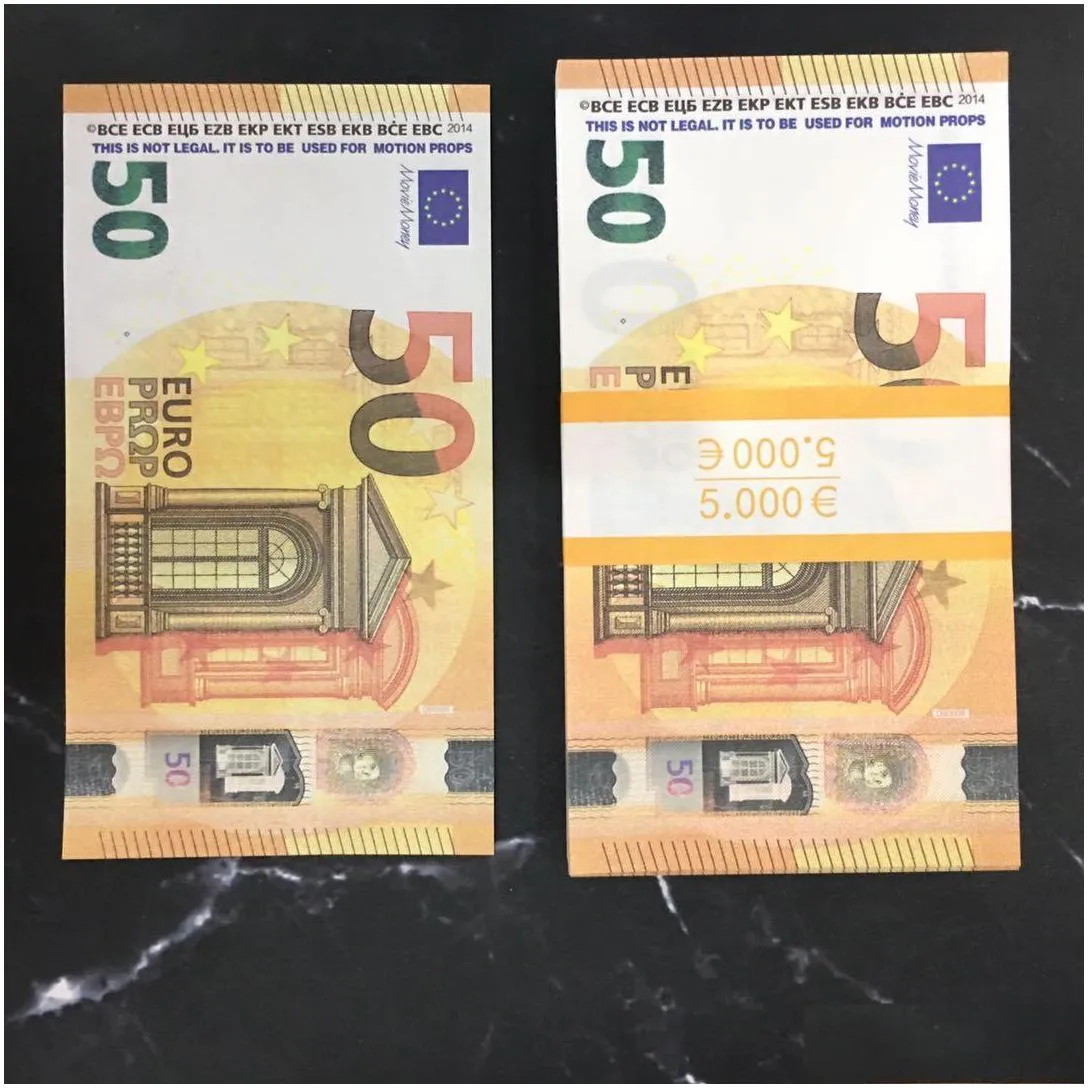 Partyspiele Basteln Neue Falschgeld-Banknote 10 20 50 100 200 US-Dollar Euro Realistische Spielzeugbar Requisiten Kopie Währung Film Fauxbillet Dhary0UEE