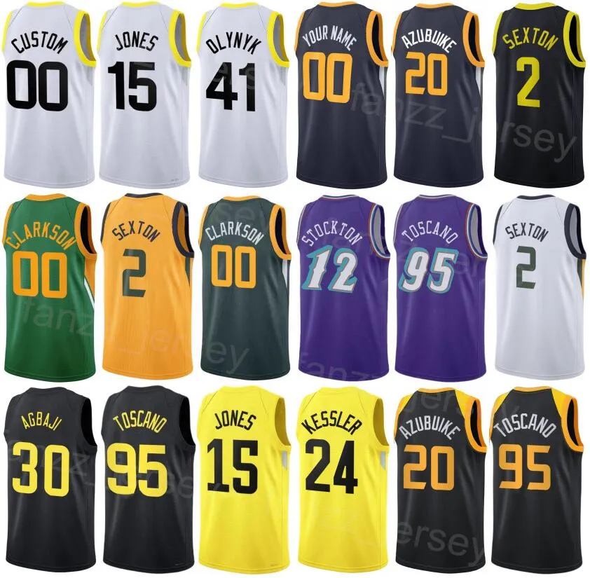 Print City Basketball Russell Westbrook Jersey 99 Juan Toscano-Anderson 95 Damian Jones 15 Clarkson 00 Udoka Azubuike 20 Walker Kessler 24 Rudy Gay 22 Homens Juvenil