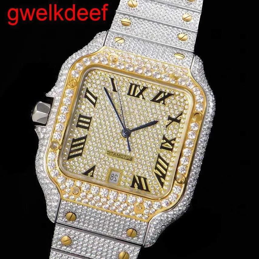 Armbandsur Luxury Custom Bling Iced Out Watches White Gold Plated Moiss Anite Diamond Watchess 5a High Quality Replication Mechanical Aylv