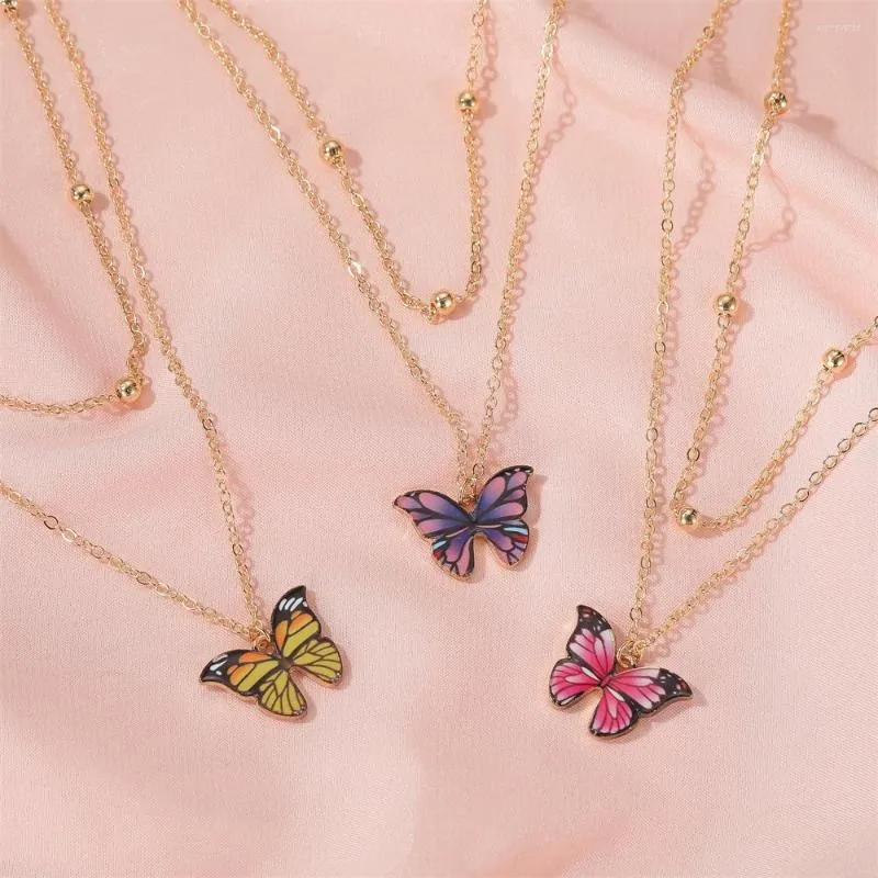 Chains Double Butterfly Long Necklace Femininity Pendant Clavicle Chunky Necklaces For Women Fashion Jewelry