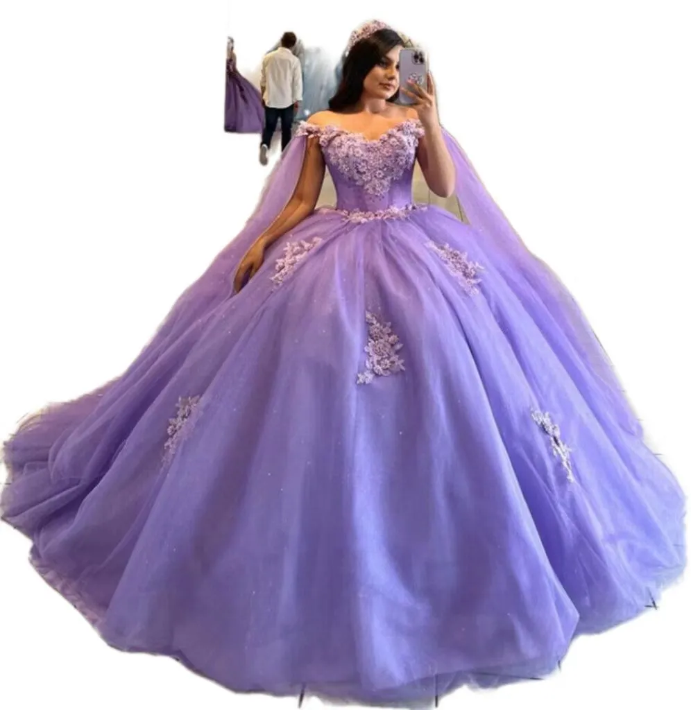 Lilac Lavender Quinceanera Dresses 2024 With 3D Florals Puffy