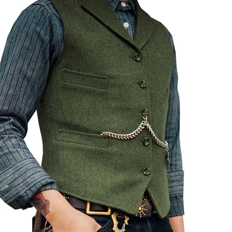 Men's Vests Business Waistcoat Jacket Casual Slim Fit Gilet Homme Vests for Groosmen Man Wedding Men's Suit Vest Brown Wedding Wool Tweed 230217