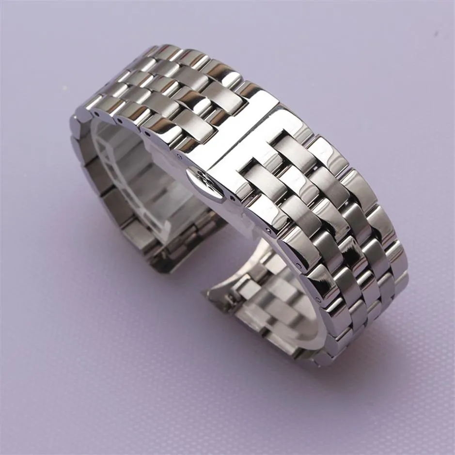 Hochwertiges Edelstahl-Armband mit gebogenem Ende, silbernes Armband, 16 mm, 18 mm, 20 mm, 22 mm, 24 mm, solides Band für Markenuhren für Herren new233d