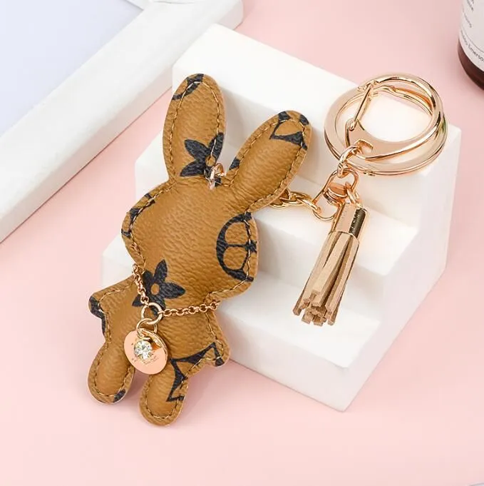Designer Rabbit Keychain: PU Leather Purse Pendant, Car Keyring Chain ...
