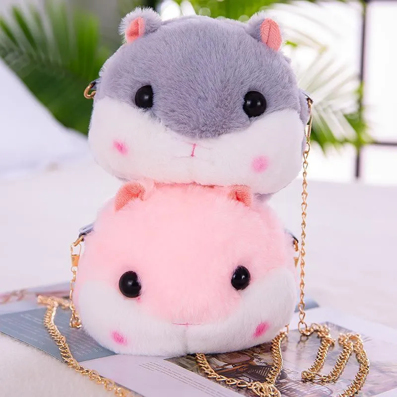 Dessin animé en peluche chaîne petit sac femme diagonale sac mignon hamster poupée téléphone portable zéro sac à main fille sac à bandoulière