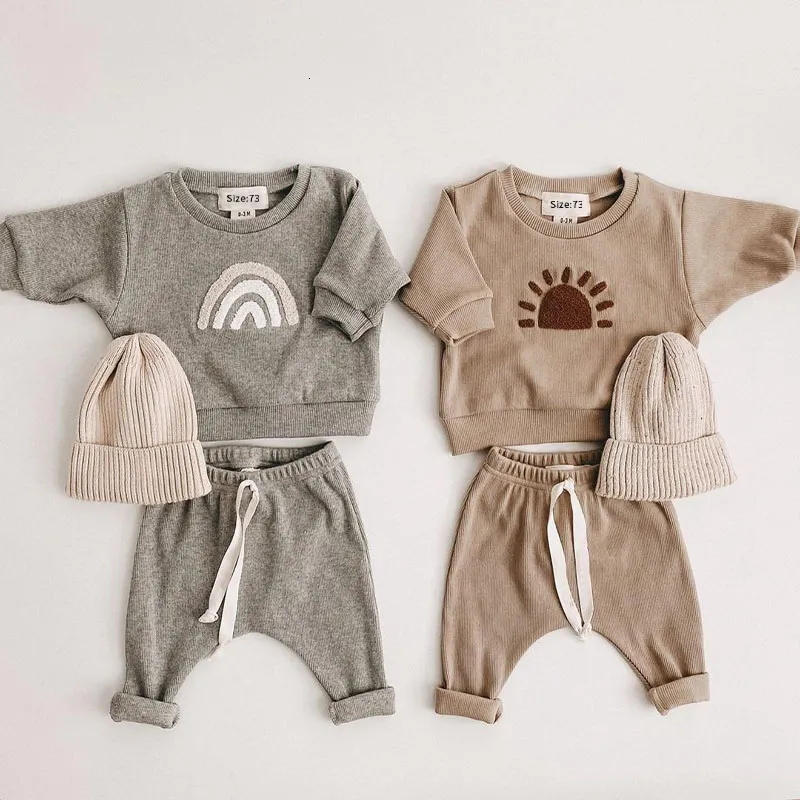 Pijamas Primavera Otoño Ropa para bebés y niñas Conjuntos de ropa para niñas de algodón Sudaderas de manga larga Pantalones Infantiles 2 piezas Trajes de traje 230217