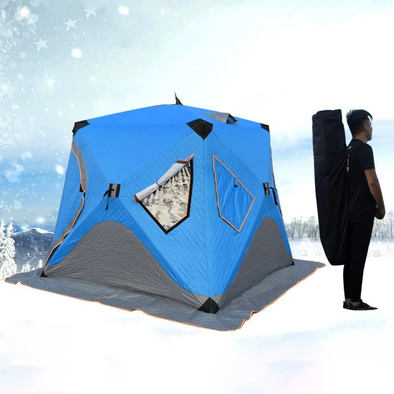 Tält och skyddsrum utomhusisfiske skydd tält 3-4 person förtjockad varm bomull camping vinter anti-snö automatisk hus