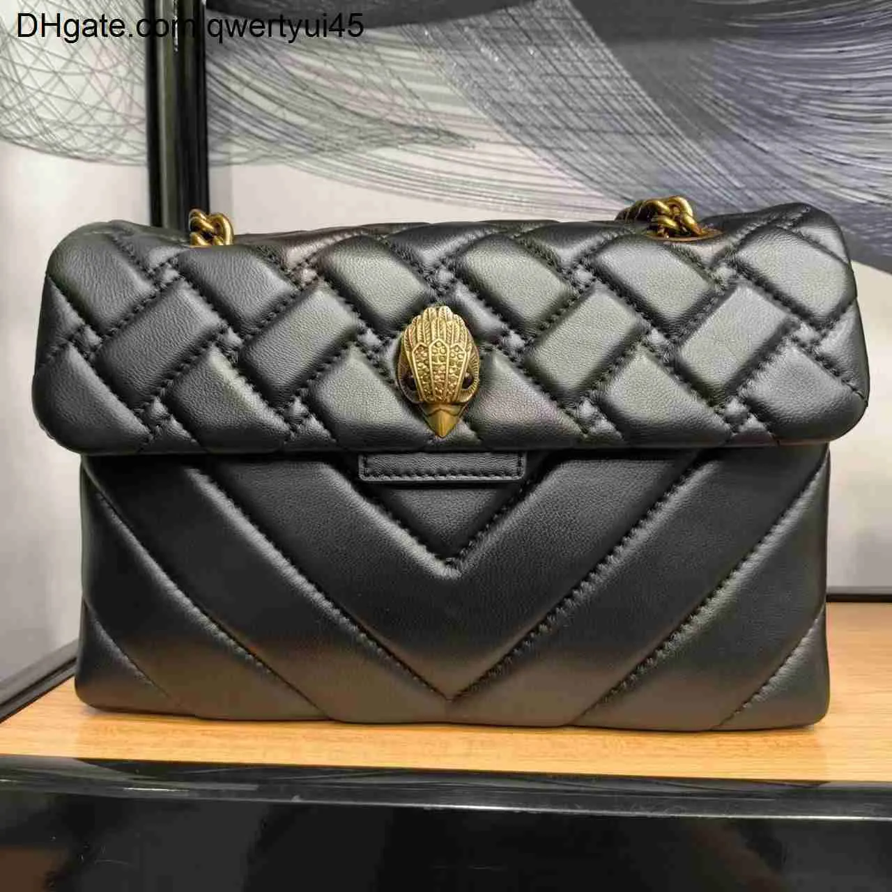 qwertyui45 Kurt Geiger London Zwart Medium 26cm Cross Body Tassen Echt lederen handtassen Koppeling Vintage Kettingen Messenger Bag Leren Tote Handtas 021723H