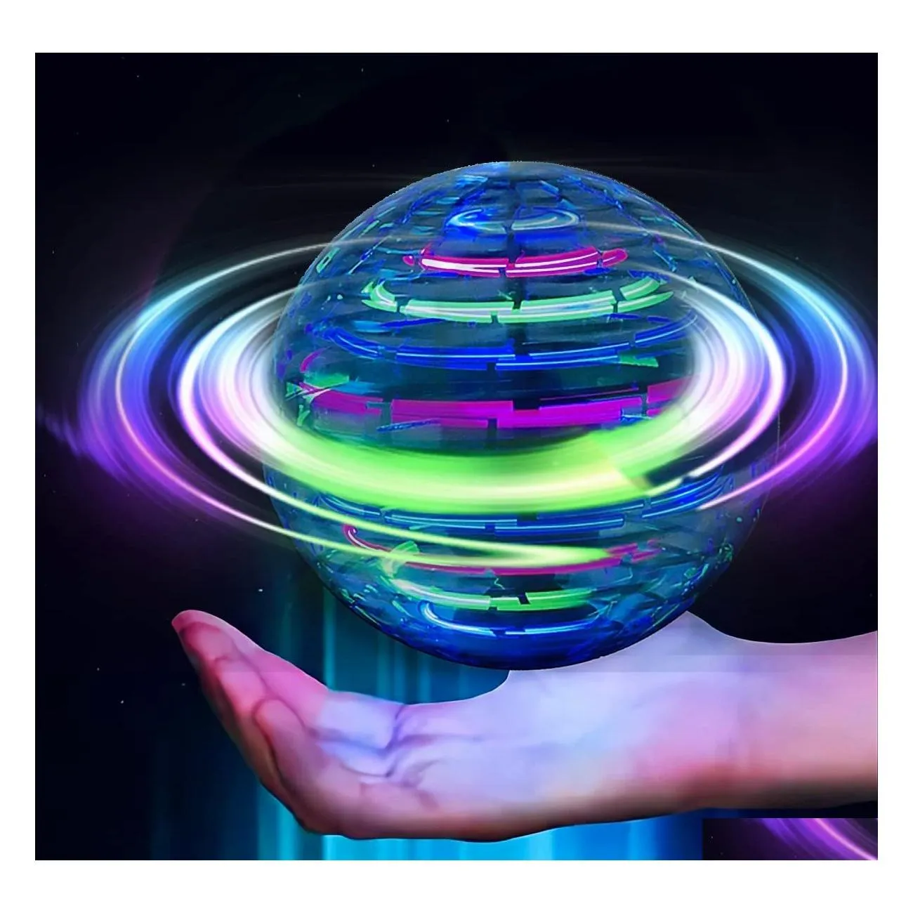 ماجيك كرات لعبة كرة طائرة صغيرة بدون طيار جلوب 360 درجة دوارة مدمجة RGB ضوء تحوم سبينر سبينر سبينر سبيس للأطفال Adts داخلي خارجي Dr Dhgva