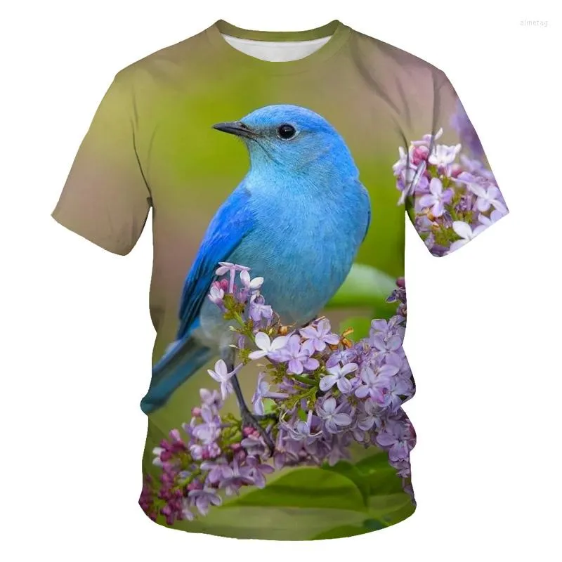 T-shirt da uomo Summer Cute Bird 3D Animal Print T-shirt pappagallo da uomo T-shirt grigia moda manica corta Maglietta divertente Harajuku Top Tee