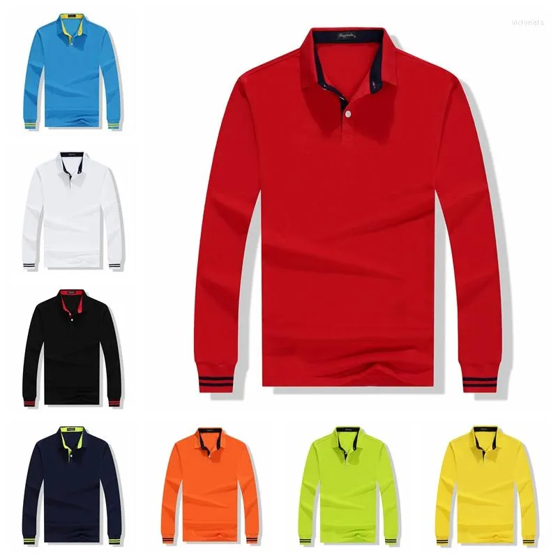 Herren Polos Hohe Qualität Männer Poloshirt Herbst Langarm Solide Große Größe Top Herbst Mode Lässige Baumwolle 4XL Kleidung