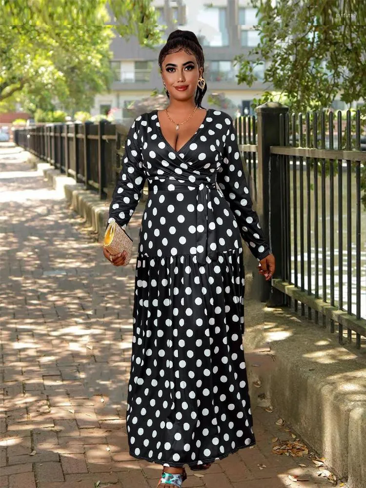 Plus size jurken sexy kerstjurk vrouwen elegante casual maxi met mouwen lang geplooide groothandel druppel