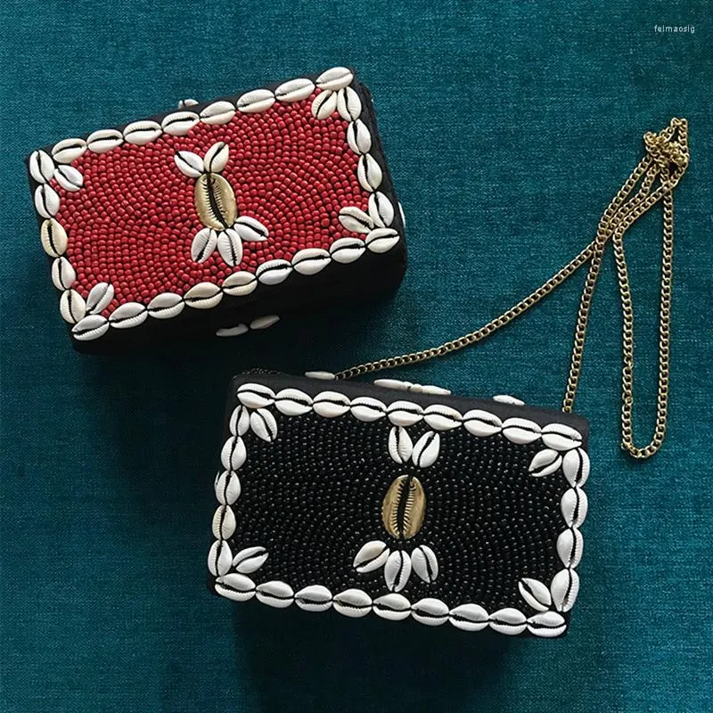 Evening Bags DOYUTIG Style Women's Manual Nail Bead Chains Crossbody Handmade Shell Little Flap For Vintage Mini Square F705