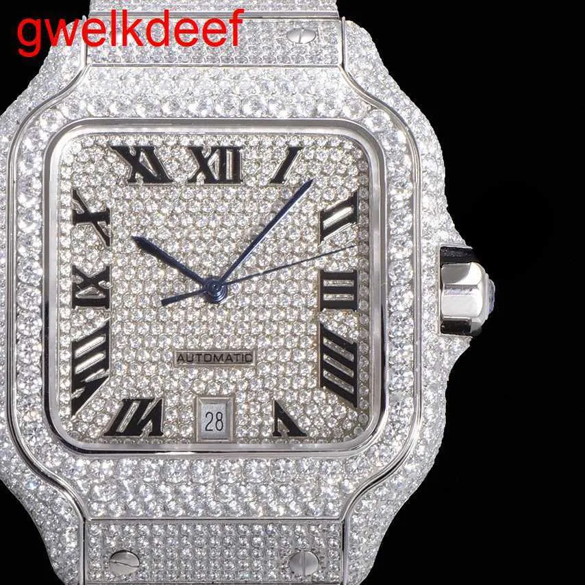 Wristwatches Luxury Custom Bling Iced Out Watches White Gold Plated Moiss anite Diamond Watchess 5A high quality replication Mechanical 238N C3HS68