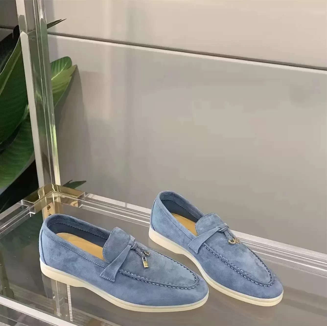 Loro piana top loropianas luxe designer schoenen zomer charmes verfraaide walk su de loafers paar echte heren dames lederen casual slip op flats ds49