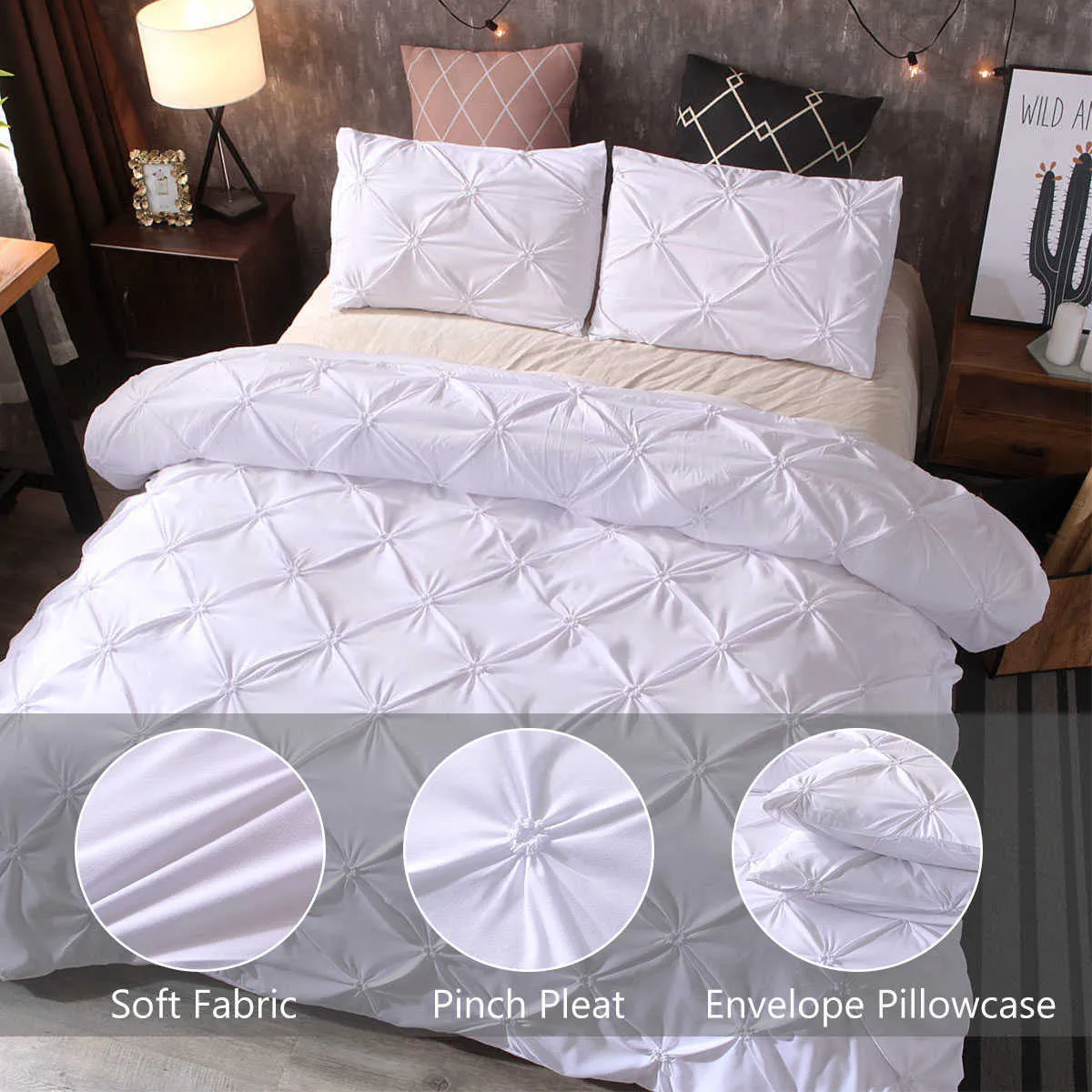 Sängkläder sätter lyxiga sängkläder set vit euro täcke med fodral tvilling drottning dubbel nordisk säng täckning set inget ark kung 3 st 220x240 hem