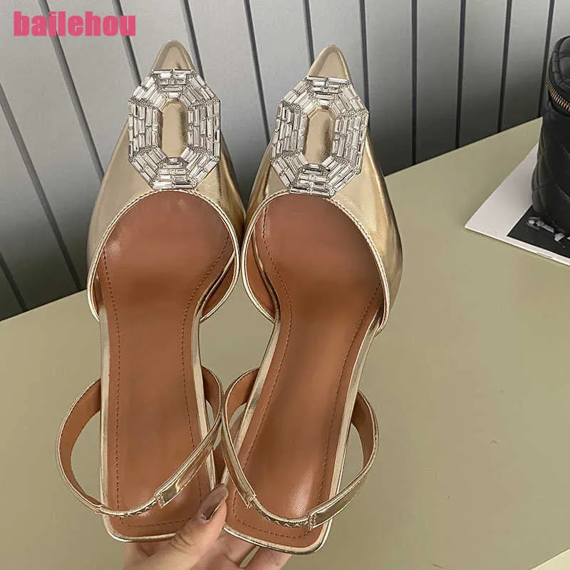 Kleid Schuhe Frauen Schuhe High Heels Damen Pumps Sandalen 2023 Neue In Mode Bling Spitz Weibliche Sandale Party Luxus strass Rutschen L230216