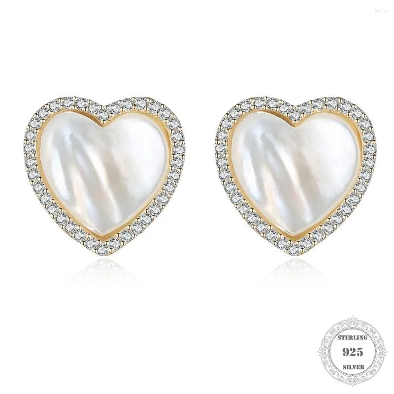 Boucles d'oreilles à tige blanc CZ coeur coquille oreille Style Glam mode bon bijoux pour femmes cadeau d'hiver en argent Sterling 925